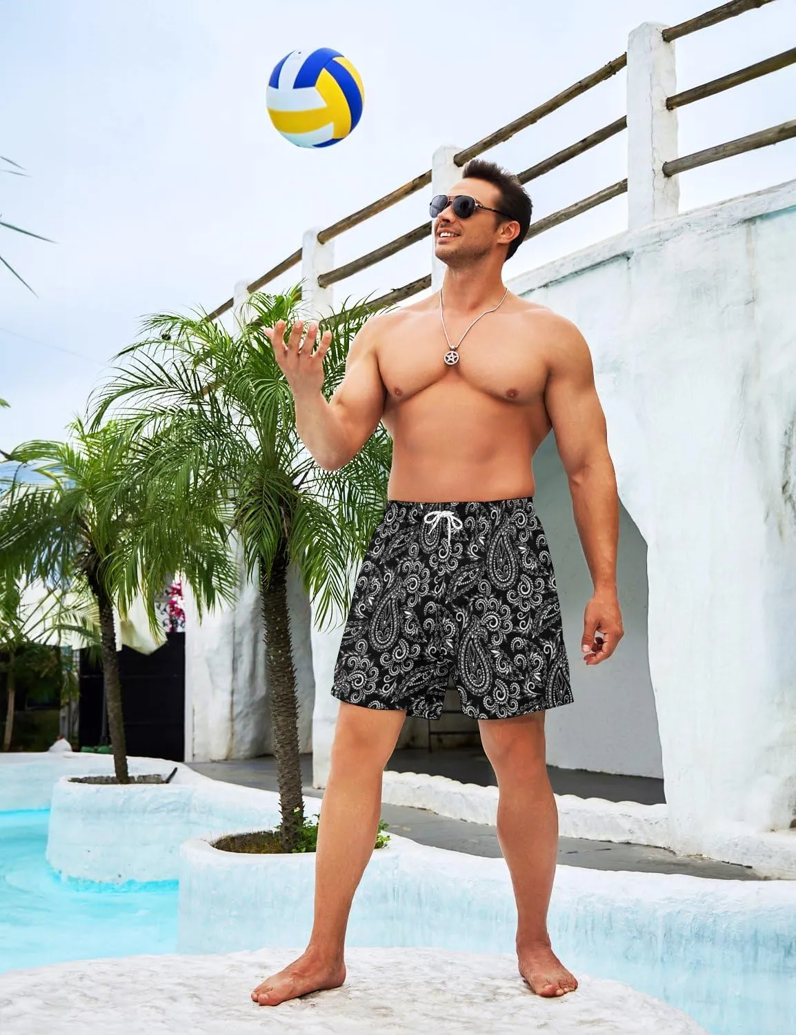 Mens Swim Trunks with Compression Liner 2 in 1 Quick-Dry Swim Shorts Men Board Shorts Swimwear for Swimming Beach