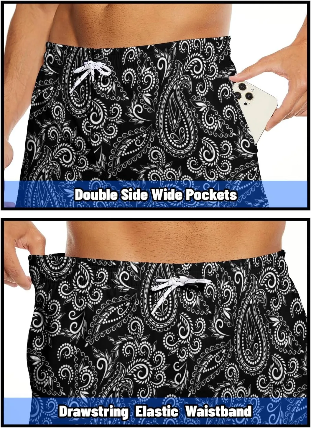 Mens Swim Trunks with Compression Liner 2 in 1 Quick-Dry Swim Shorts Men Board Shorts Swimwear for Swimming Beach