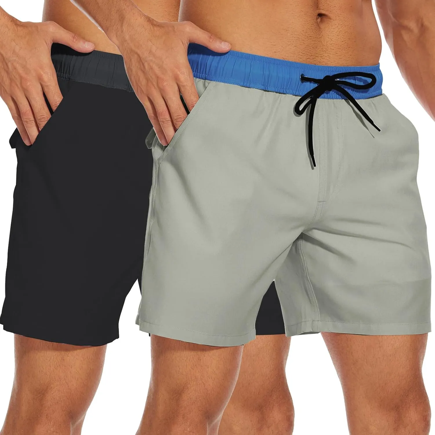 Mens Swim Trunks with Compression Liner 7 Inch Swim Shorts 2 in 1 Quick Dry Board Shorts Beach Wear