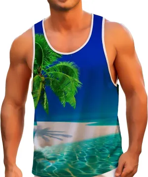 Mens Tank Tops Hawaiian Sleeveless Shirts Graphic Beach Coconut Tree Gym Tank Top
