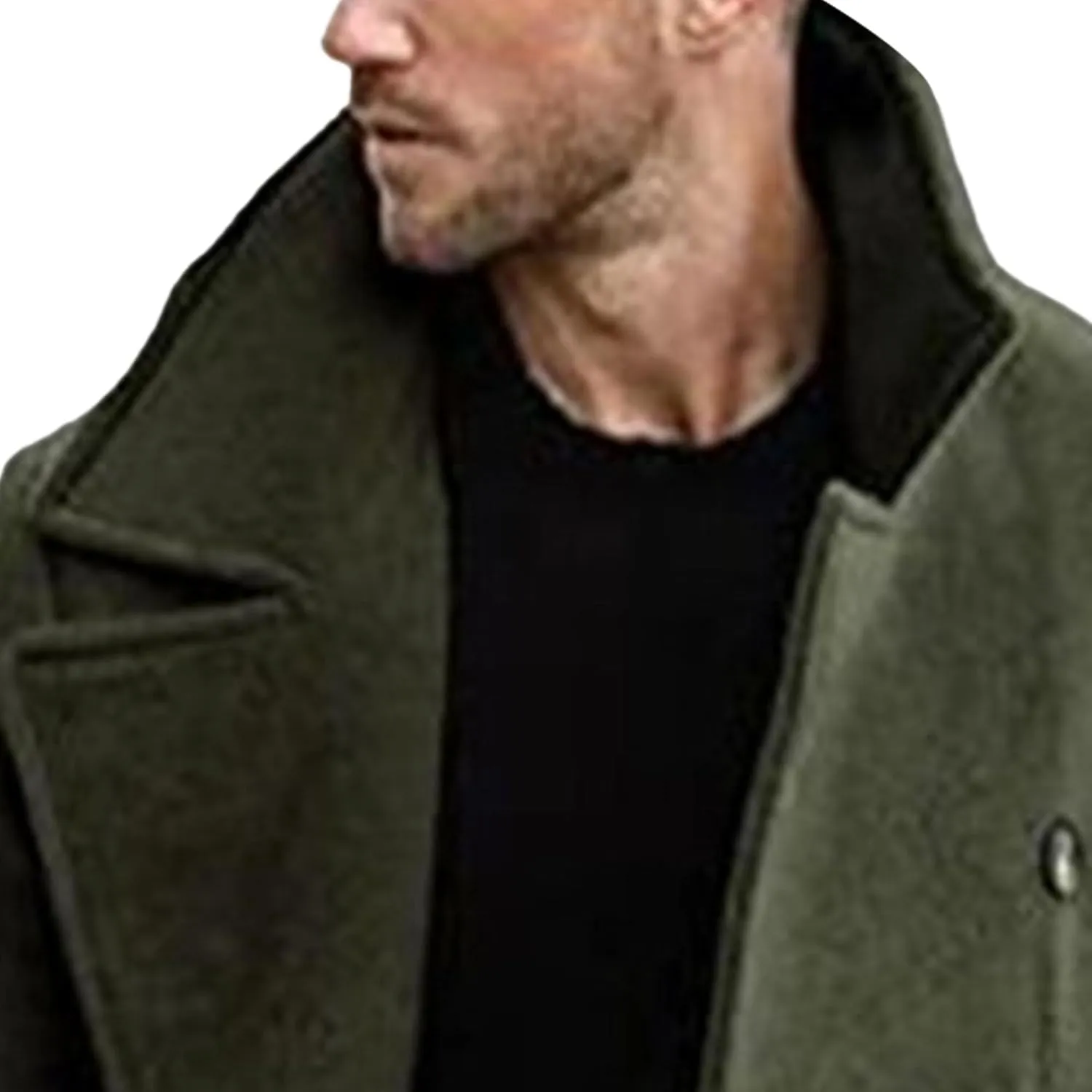Men's Warm Long Pea Coat Slim Fit Double Breasted Overcoat Winter Wool Blend Trench Business Coats