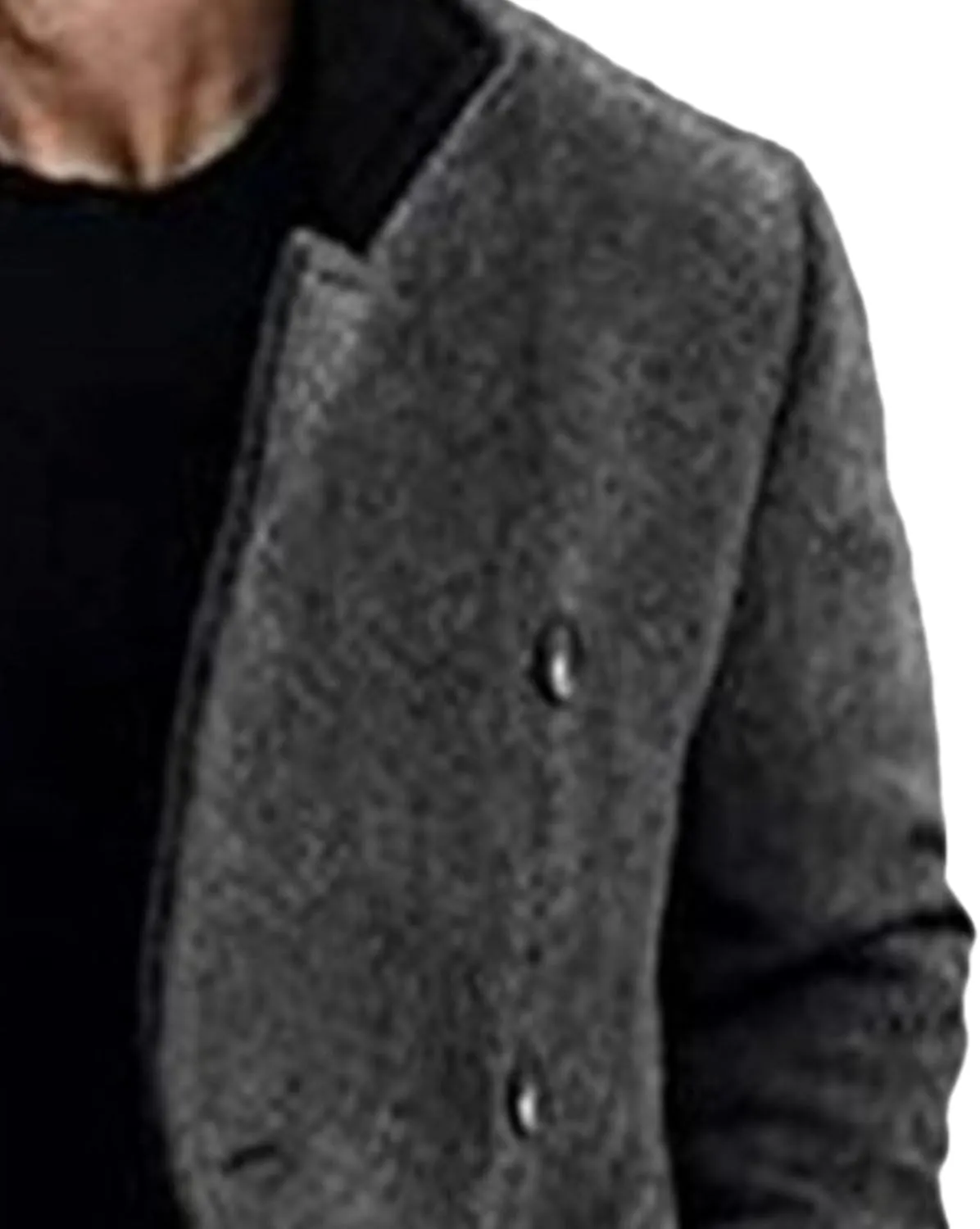 Men's Warm Long Pea Coat Slim Fit Double Breasted Overcoat Winter Wool Blend Trench Business Coats