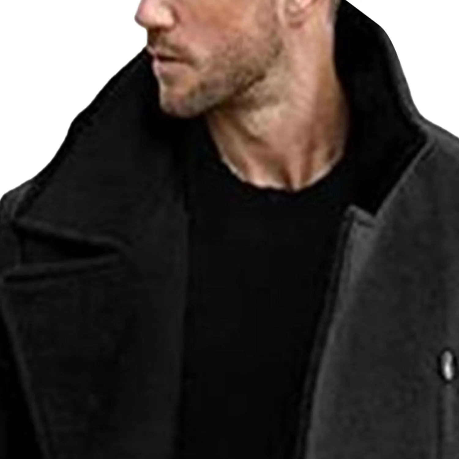 Men's Warm Long Pea Coat Slim Fit Double Breasted Overcoat Winter Wool Blend Trench Business Coats