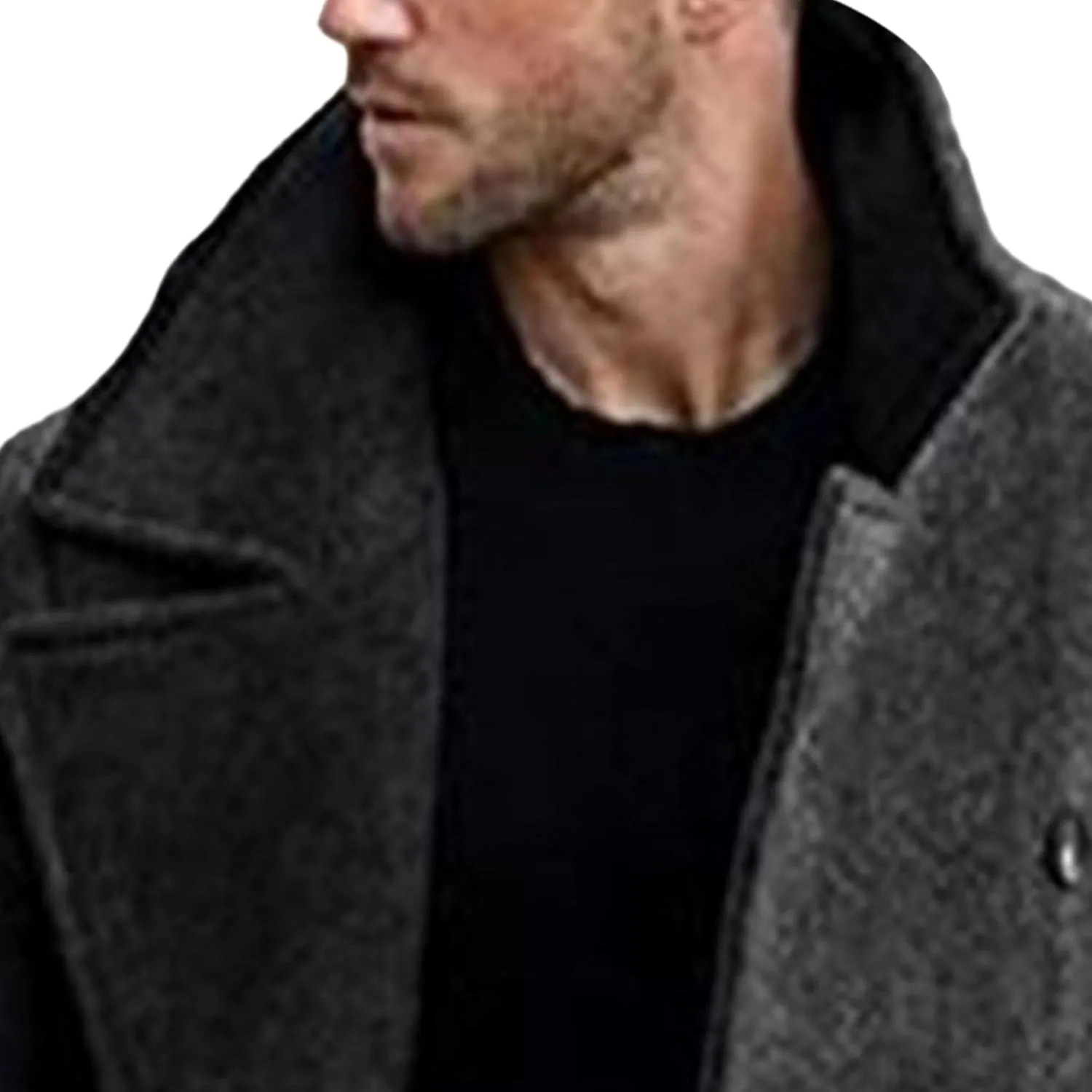 Men's Warm Long Pea Coat Slim Fit Double Breasted Overcoat Winter Wool Blend Trench Business Coats