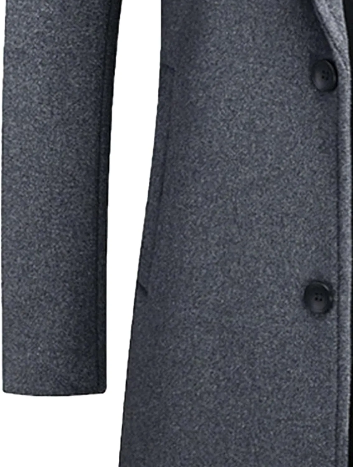 Men's Winter Hooded Trench Coat Casual Single Breasted Peacoat Wool Blend Warm Business Overcoat