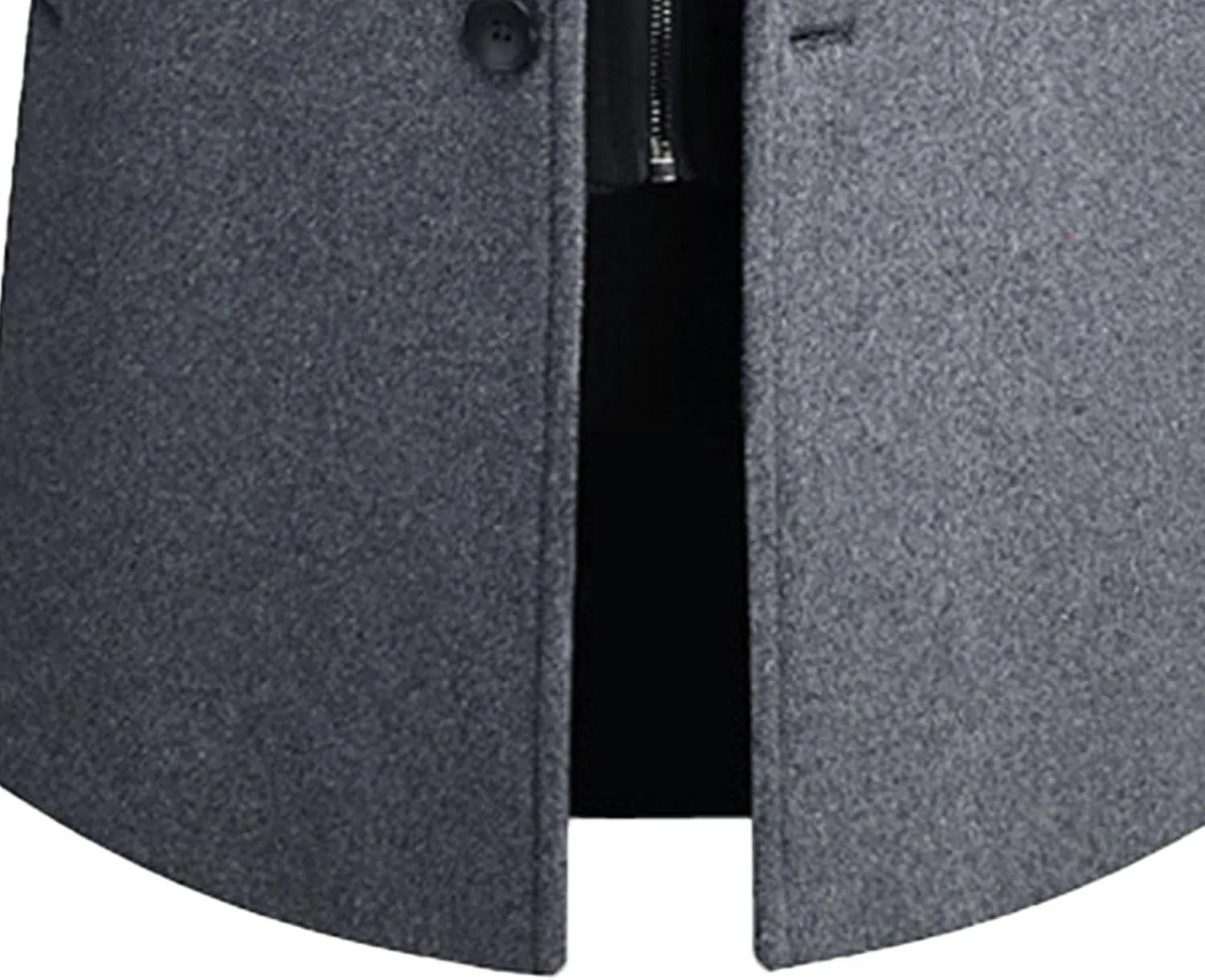 Men's Winter Hooded Trench Coat Casual Single Breasted Peacoat Wool Blend Warm Business Overcoat