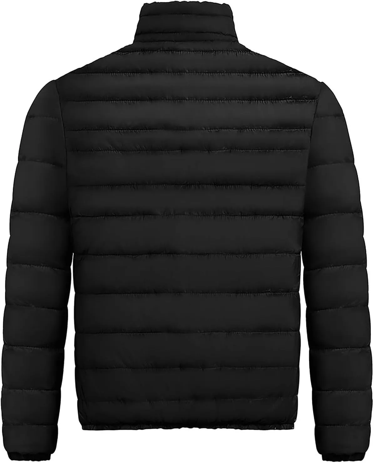 Mens Winter Jacket Long Sleeve Stand Collar Zipper Puffer Coat Packable Light Quilted Thick Warm Down Jacket