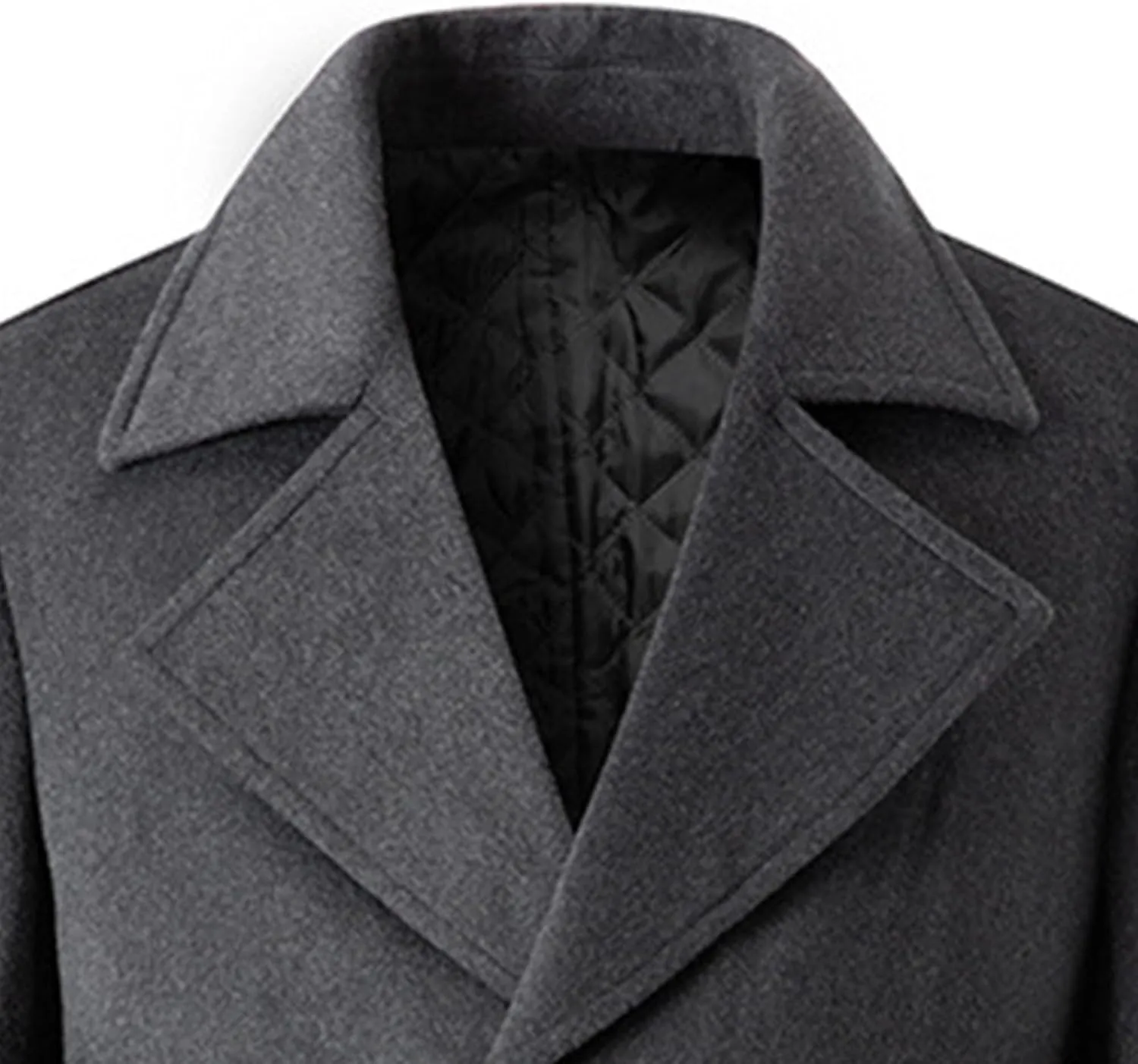 Men's Winter Lapel Peacoat Casual Long Double Breasted Overcoat Classic Wool Male Long Sleeve Trench Coat
