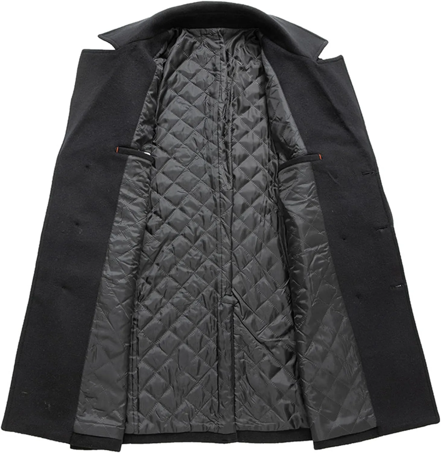 Men's Winter Lapel Peacoat Casual Long Double Breasted Overcoat Classic Wool Male Long Sleeve Trench Coat
