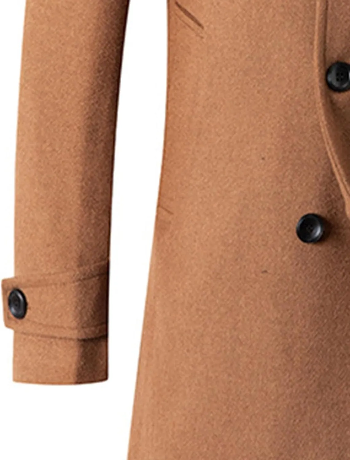 Men's Winter Lapel Peacoat Casual Long Double Breasted Overcoat Classic Wool Male Long Sleeve Trench Coat