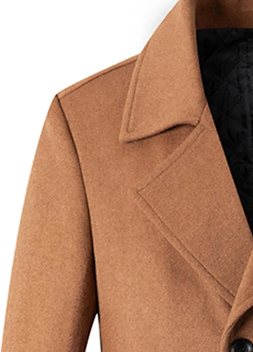 Men's Winter Lapel Peacoat Casual Long Double Breasted Overcoat Classic Wool Male Long Sleeve Trench Coat