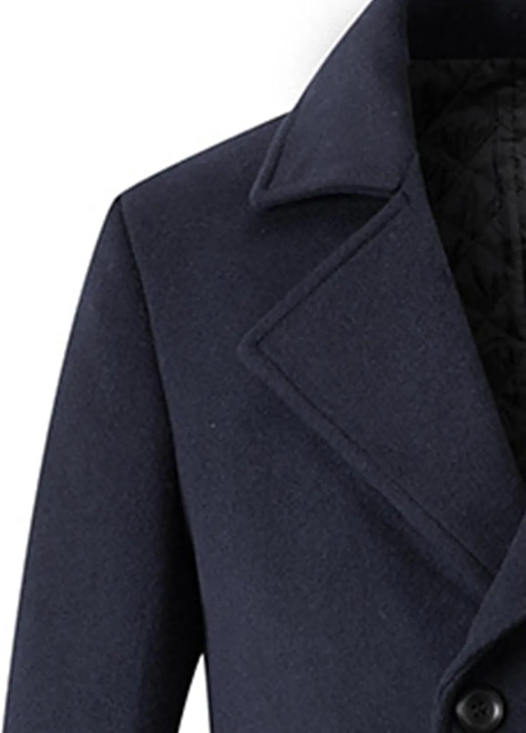 Men's Winter Lapel Peacoat Casual Long Double Breasted Overcoat Classic Wool Male Long Sleeve Trench Coat