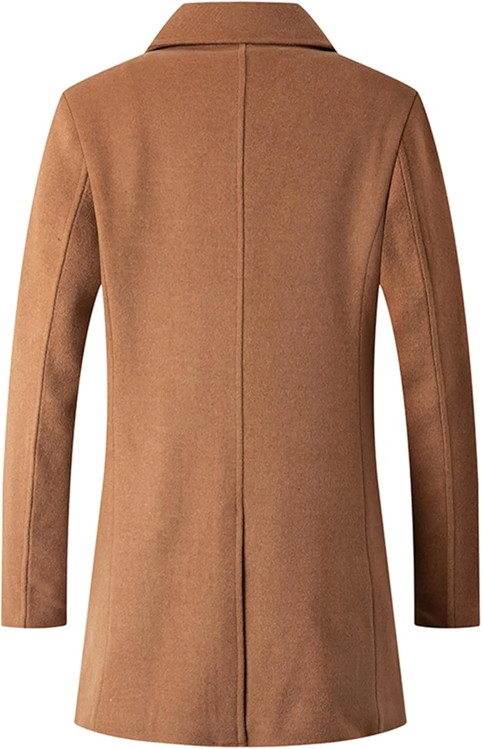 Men's Winter Lapel Peacoat Casual Long Double Breasted Overcoat Classic Wool Male Long Sleeve Trench Coat