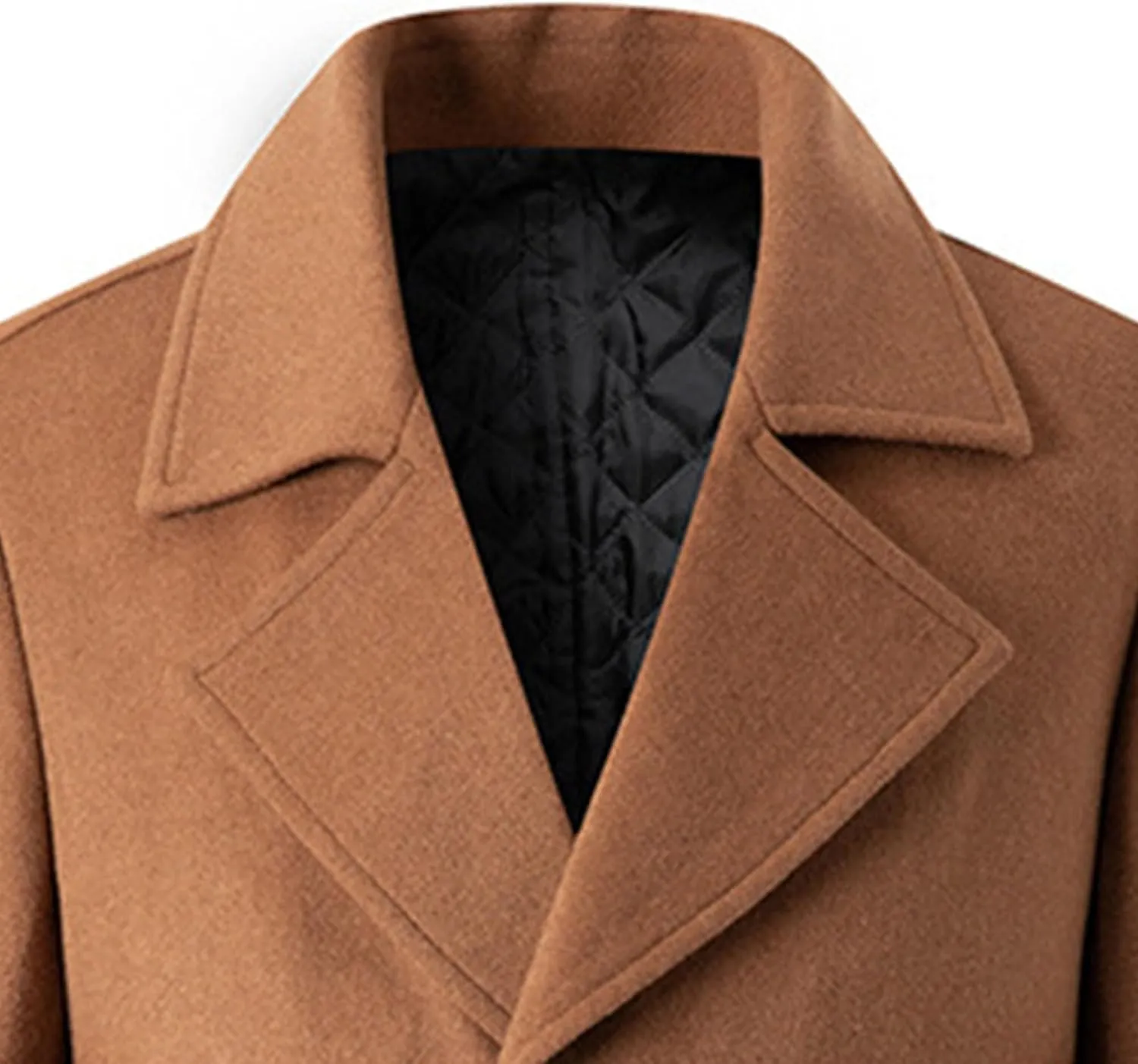 Men's Winter Lapel Peacoat Casual Long Double Breasted Overcoat Classic Wool Male Long Sleeve Trench Coat