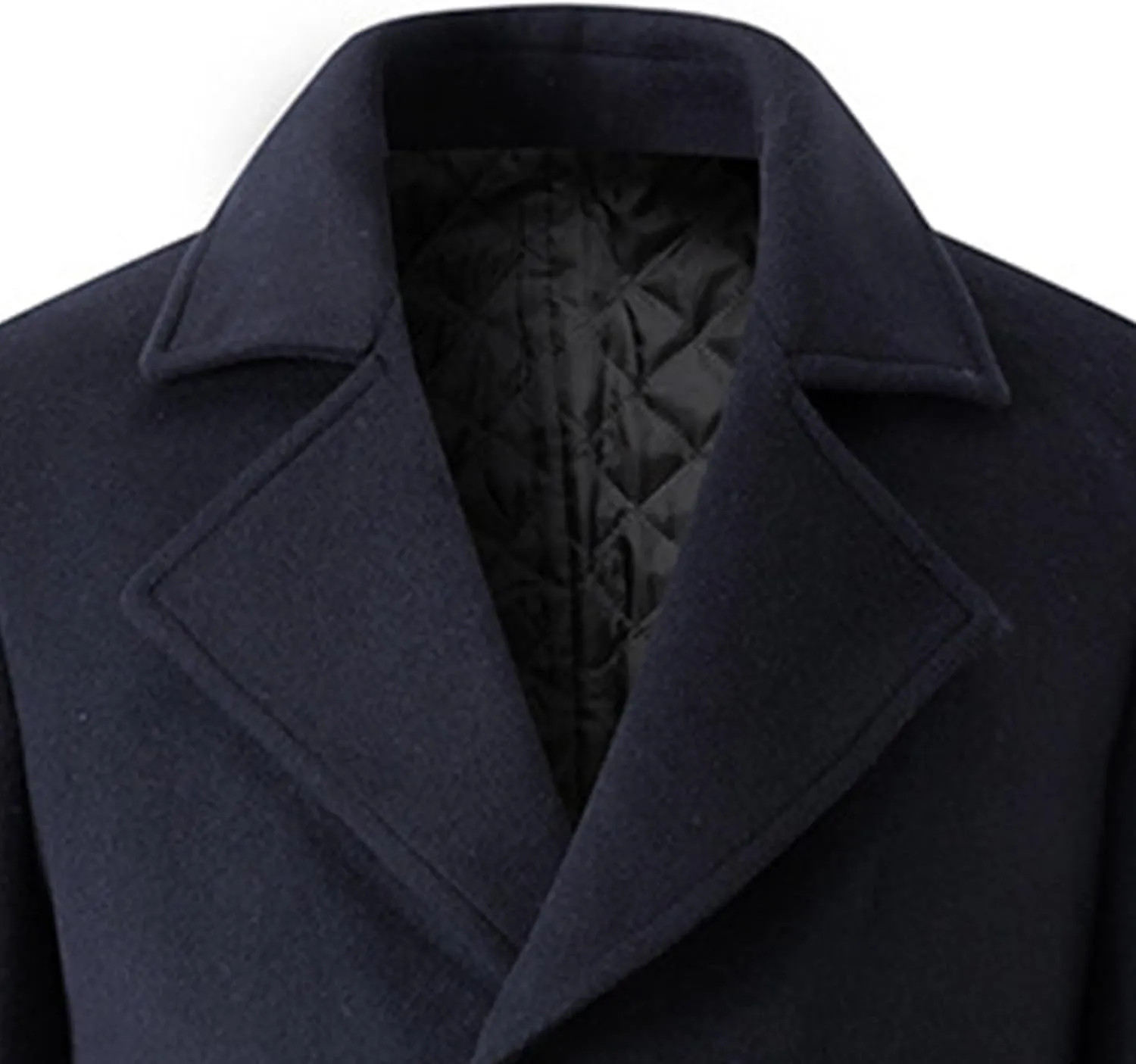 Men's Winter Lapel Peacoat Casual Long Double Breasted Overcoat Classic Wool Male Long Sleeve Trench Coat