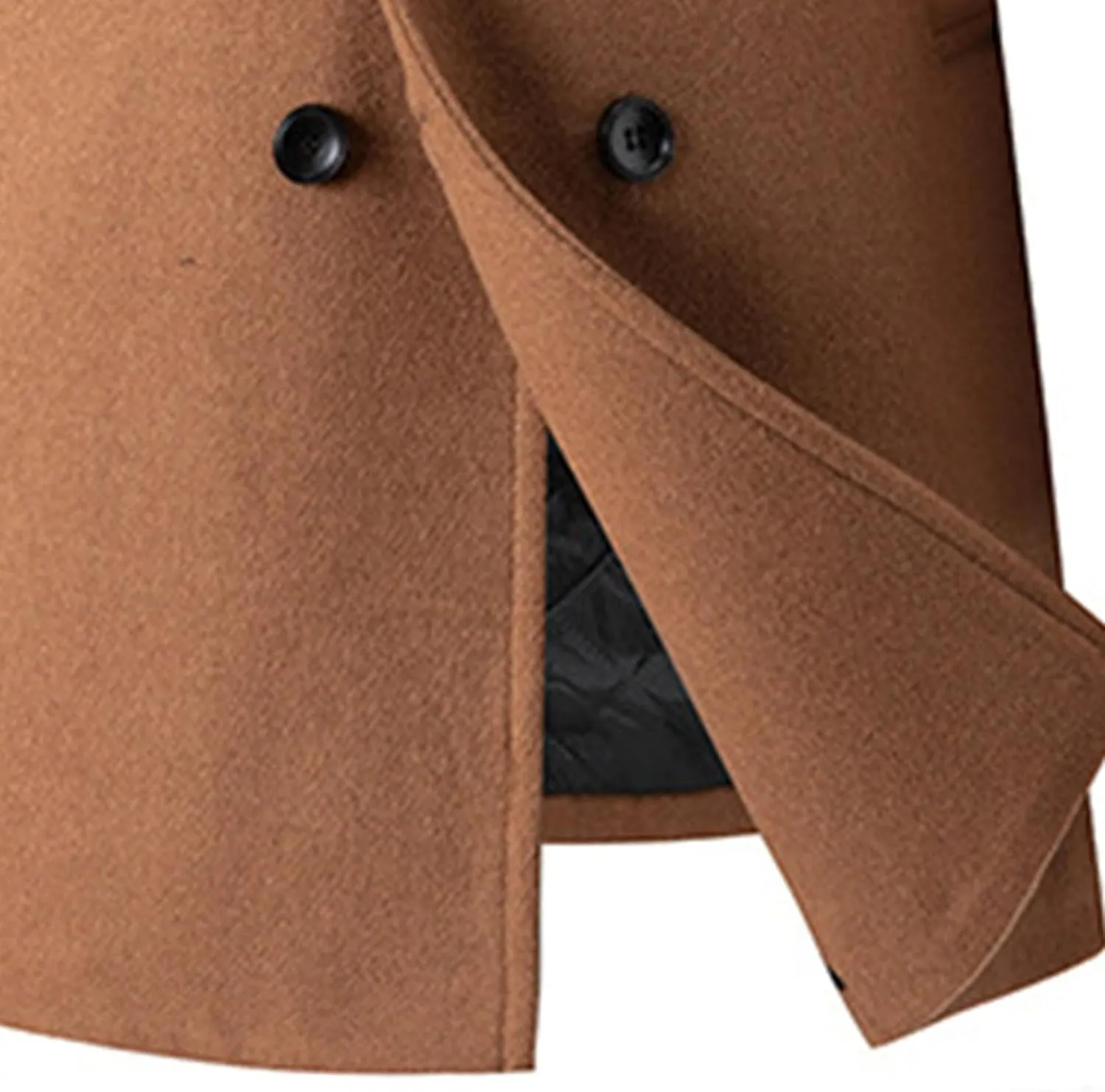 Men's Winter Lapel Peacoat Casual Long Double Breasted Overcoat Classic Wool Male Long Sleeve Trench Coat