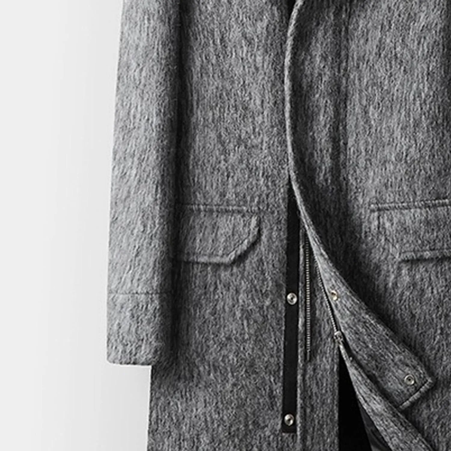 Men's Winter Long Hooded Trench Coat Long Sleeve Wool Blend Business Overcoat Warm Chunky Pea Coat Windbreaker