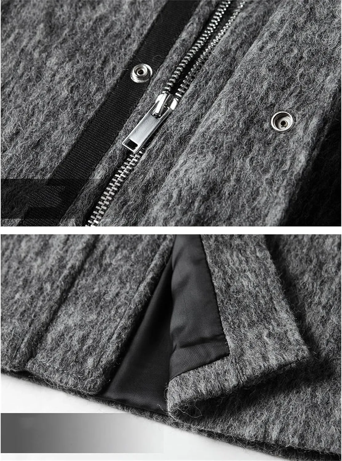 Men's Winter Long Hooded Trench Coat Long Sleeve Wool Blend Business Overcoat Warm Chunky Pea Coat Windbreaker