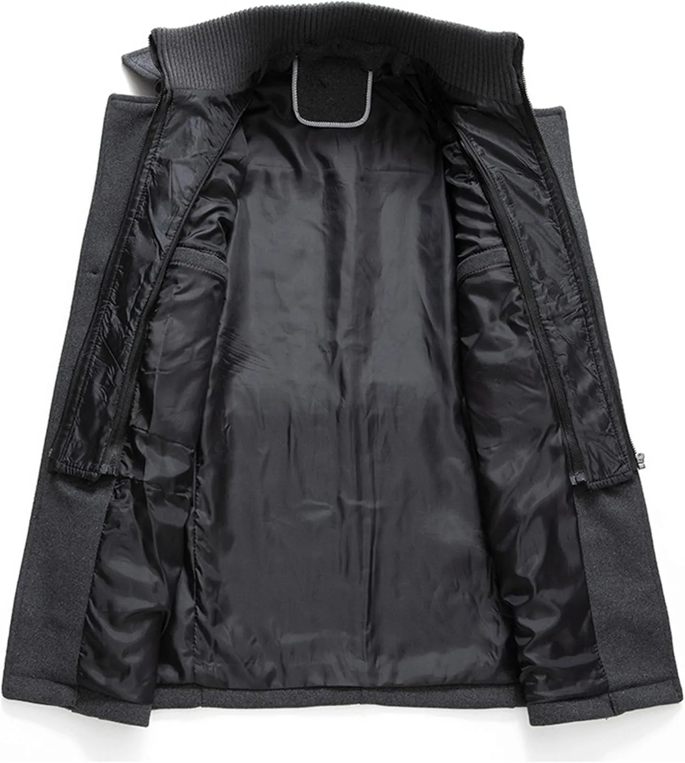 Men's Wool Blend Trench Coat Single Breasted Slim Fit Business Overcoat Windproof Pea Coat with Removable Scarf