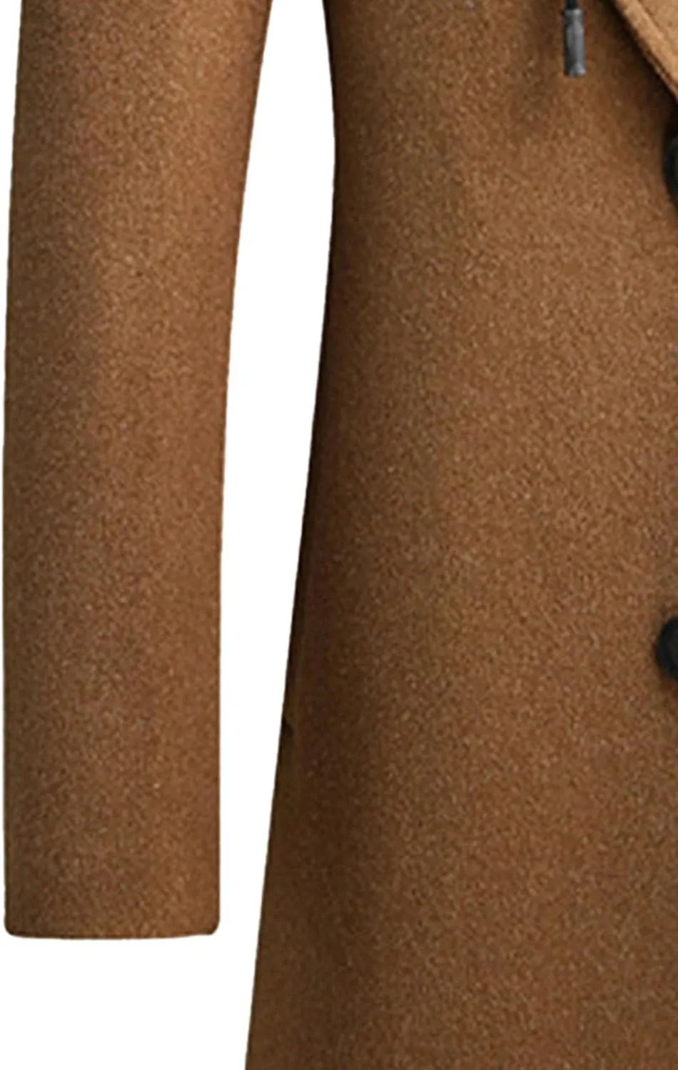 Men's Woollen Long Trench Hoodie Winter Wool Blend Jacket Overcoat Zip Up Top Coat Stylish Warm Pea Coats