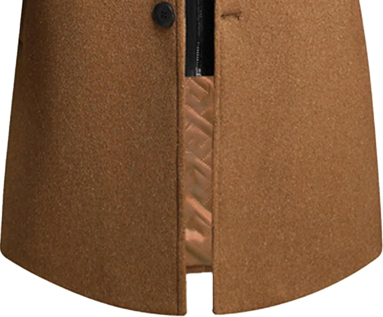 Men's Woollen Long Trench Hoodie Winter Wool Blend Jacket Overcoat Zip Up Top Coat Stylish Warm Pea Coats