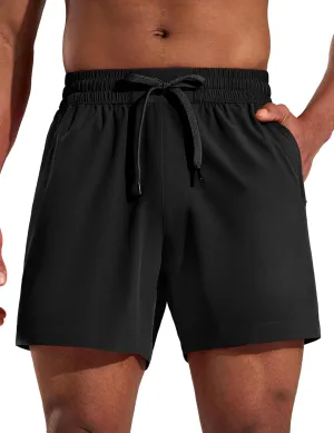 MIER Running Gym Shorts for Men 5 Inch Quick Dry Athletic Workout Shorts with Zipper Pockets, Elastic Waist, No Liner