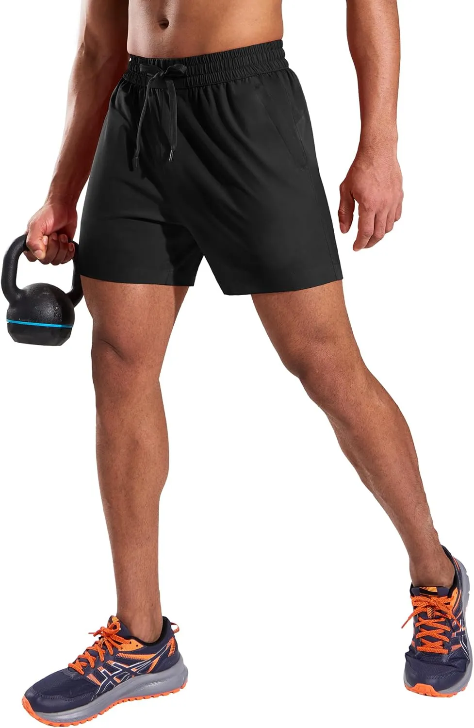 MIER Running Gym Shorts for Men 5 Inch Quick Dry Athletic Workout Shorts with Zipper Pockets, Elastic Waist, No Liner