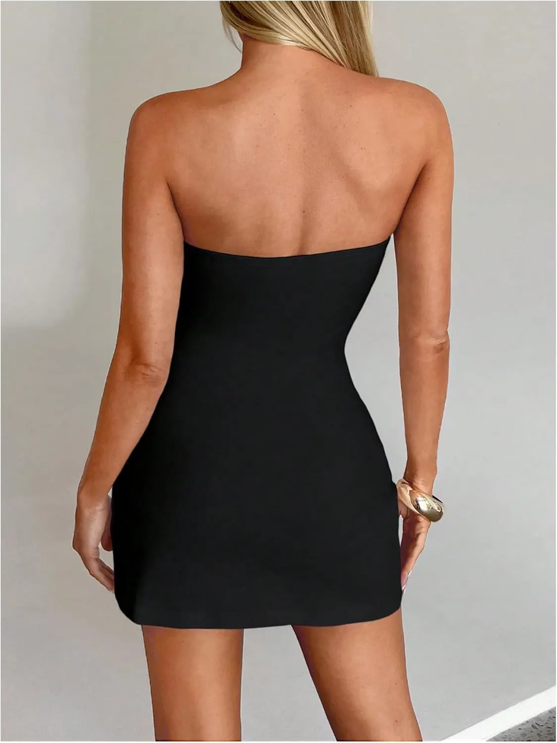 Milumia Women's Metal Decor Strapless Bodycon Mini Dress Tube Top Dress Party Club