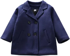 MoZiKQin Toddler Baby Boys Girls Wool Coat Winter Warm Double Breasted Trench Coat Kids Jacket Outwear Clothes