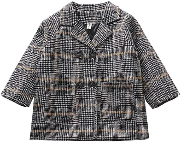 MoZiKQin Toddler Baby Boys Girls Wool Coat Winter Warm Double Breasted Trench Coat Kids Jacket Outwear Clothes