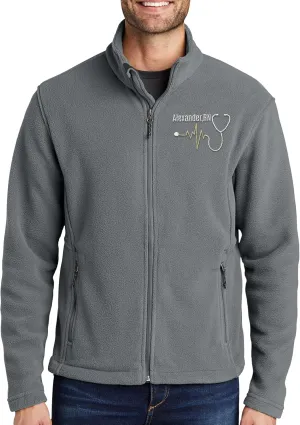 NACRE APPAREL Custom Embroidered Midweight Fleece Jacket for Men & Women Personalized Stethescope Print Jacket