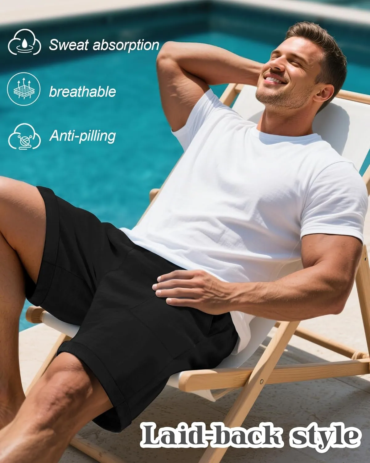 Neer 2 Pack Men's Big and Tall Cotton Linen Bermuda Shorts, Casual 7'' Elastic Drawstring Flat Front Shorts with Pockets