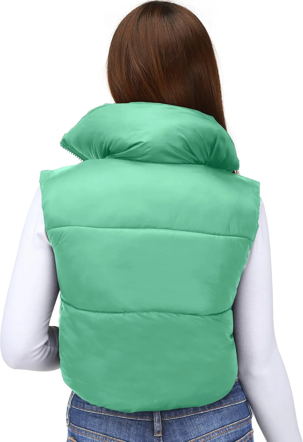 NY Threads Cropped Puffer Vest Women Lightweight Stand Collar Sleeveless Zip Up Winter Padded Gilet