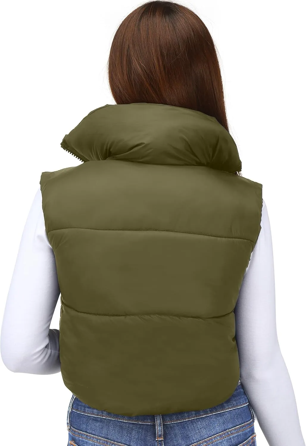 NY Threads Cropped Puffer Vest Women Lightweight Stand Collar Sleeveless Zip Up Winter Padded Gilet