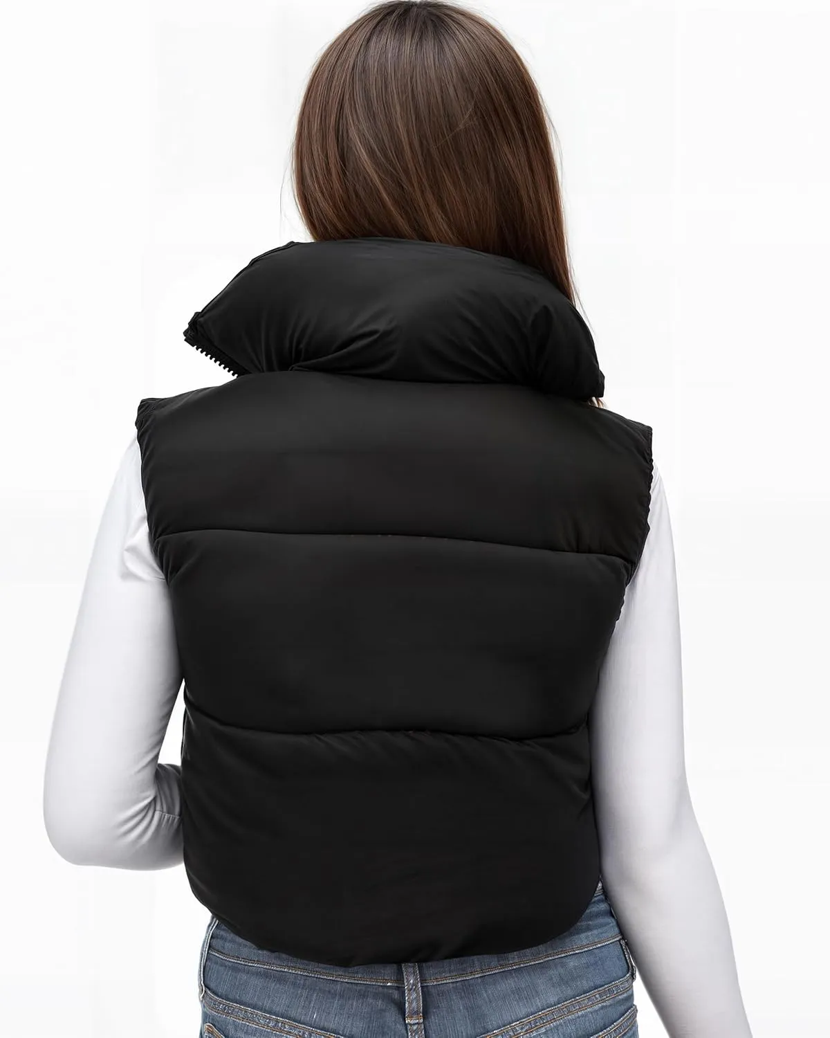 NY Threads Cropped Puffer Vest Women Lightweight Stand Collar Sleeveless Zip Up Winter Padded Gilet