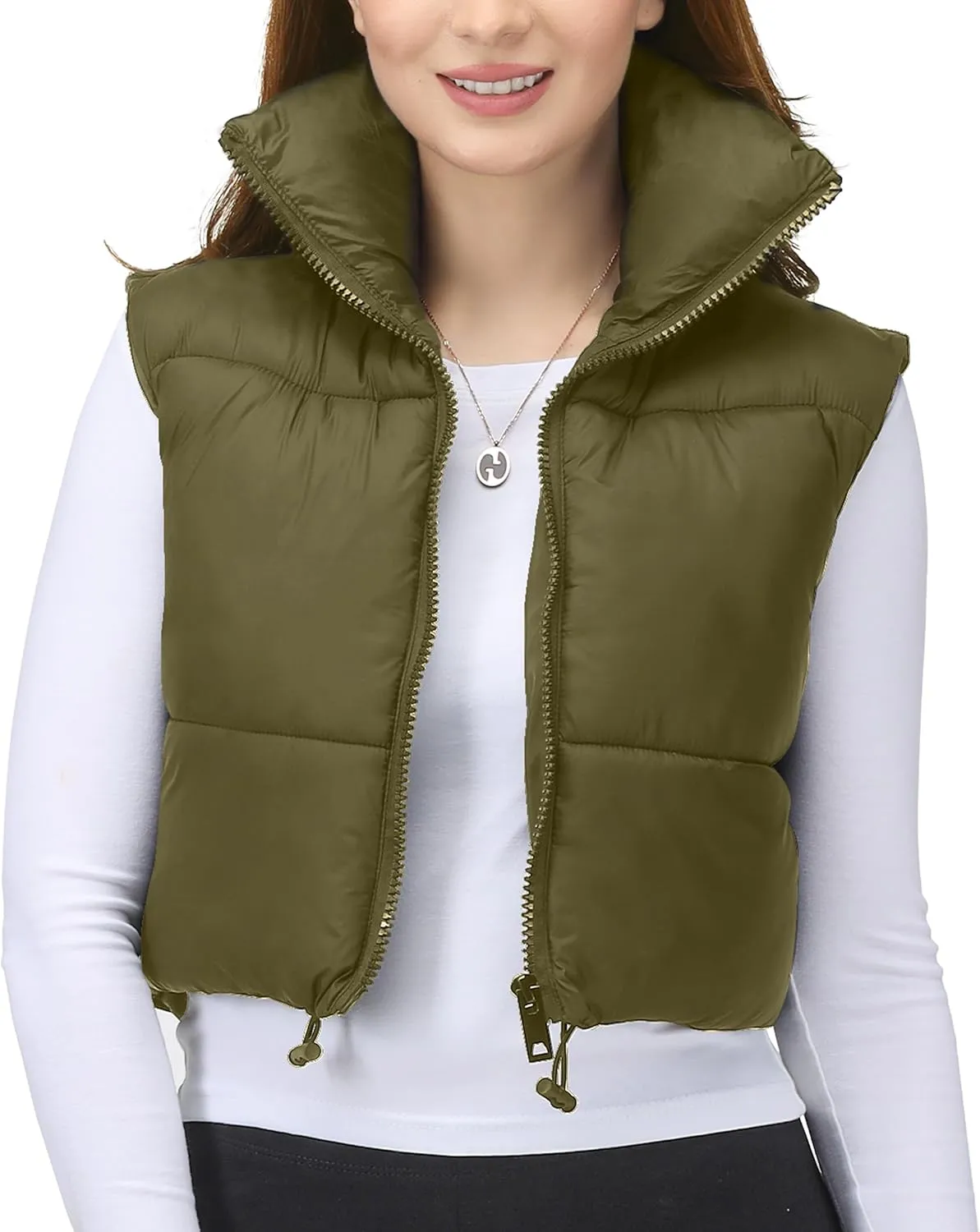NY Threads Cropped Puffer Vest Women Lightweight Stand Collar Sleeveless Zip Up Winter Padded Gilet