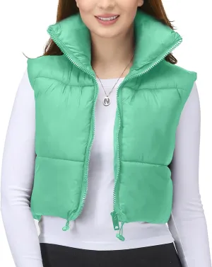NY Threads Cropped Puffer Vest Women Lightweight Stand Collar Sleeveless Zip Up Winter Padded Gilet