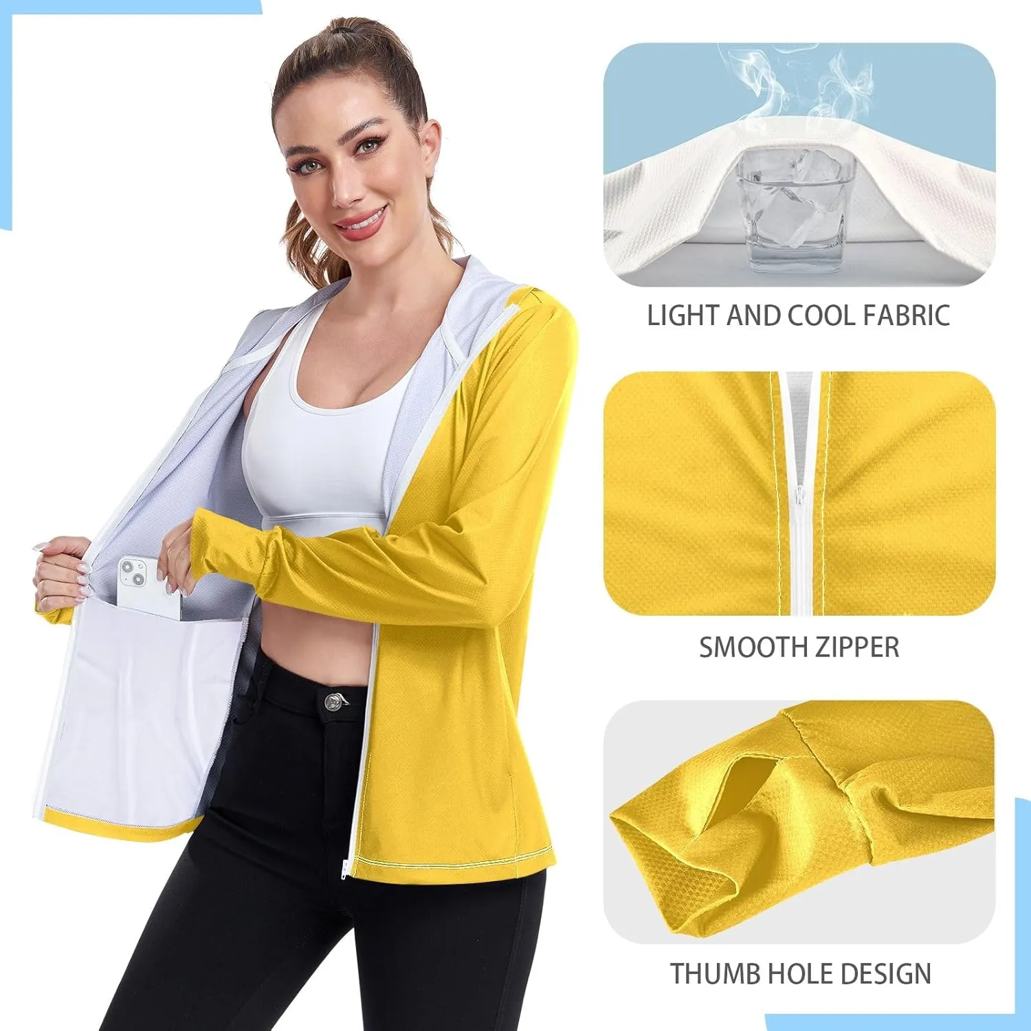 ODAWA Peach Womens Sun Protection Shirts UPF 50  Sun Protection Hoodie Jacket UV Cooling Hoodie Summer Clothing