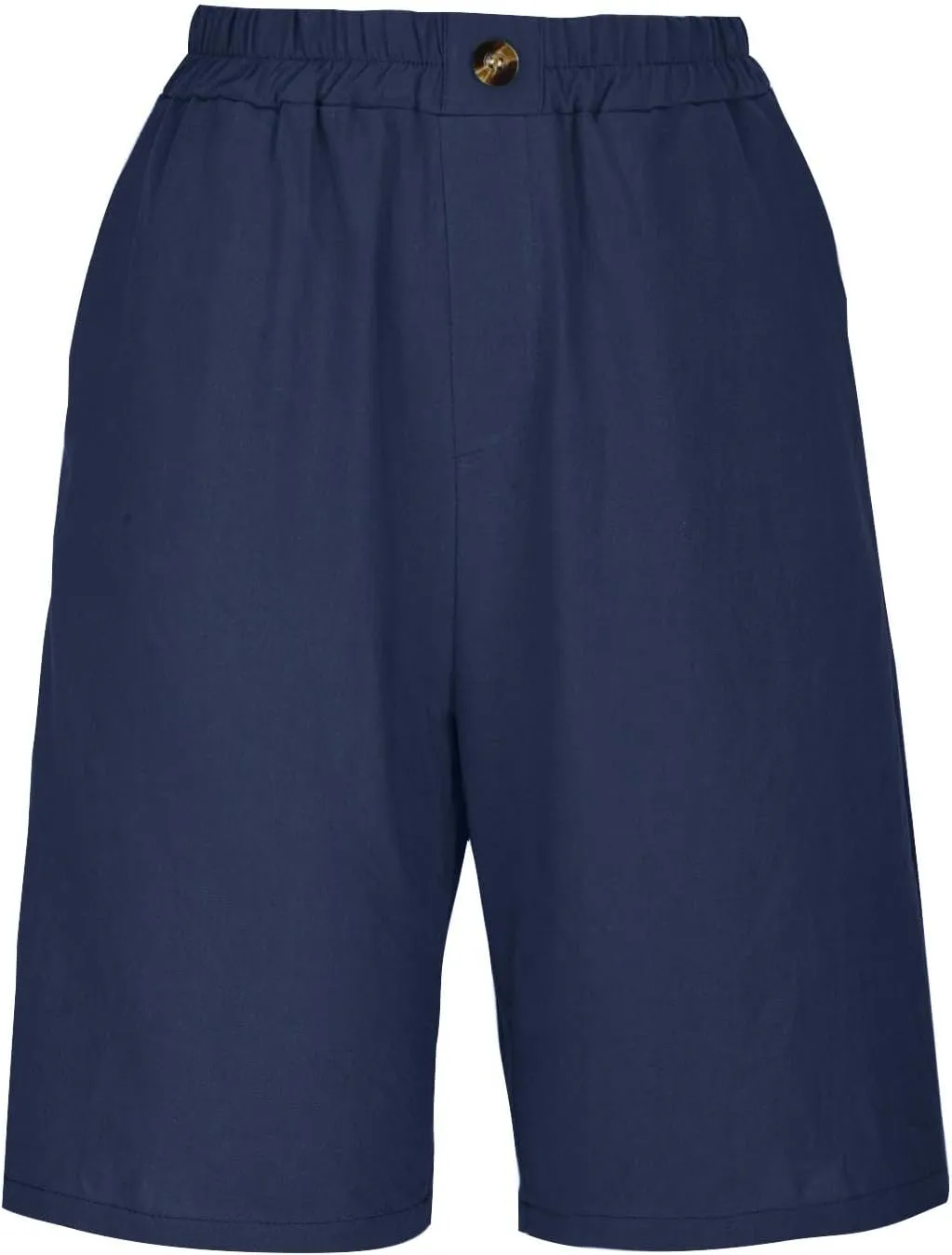 oiangi Linen Shorts for Women High Waisted Knee Length Bermuda Shorts Loose Casual Wide Leg Workout Short Pants with Pockets