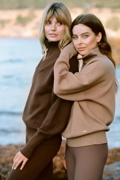 Olly half-zip knit sweater - Taupe
