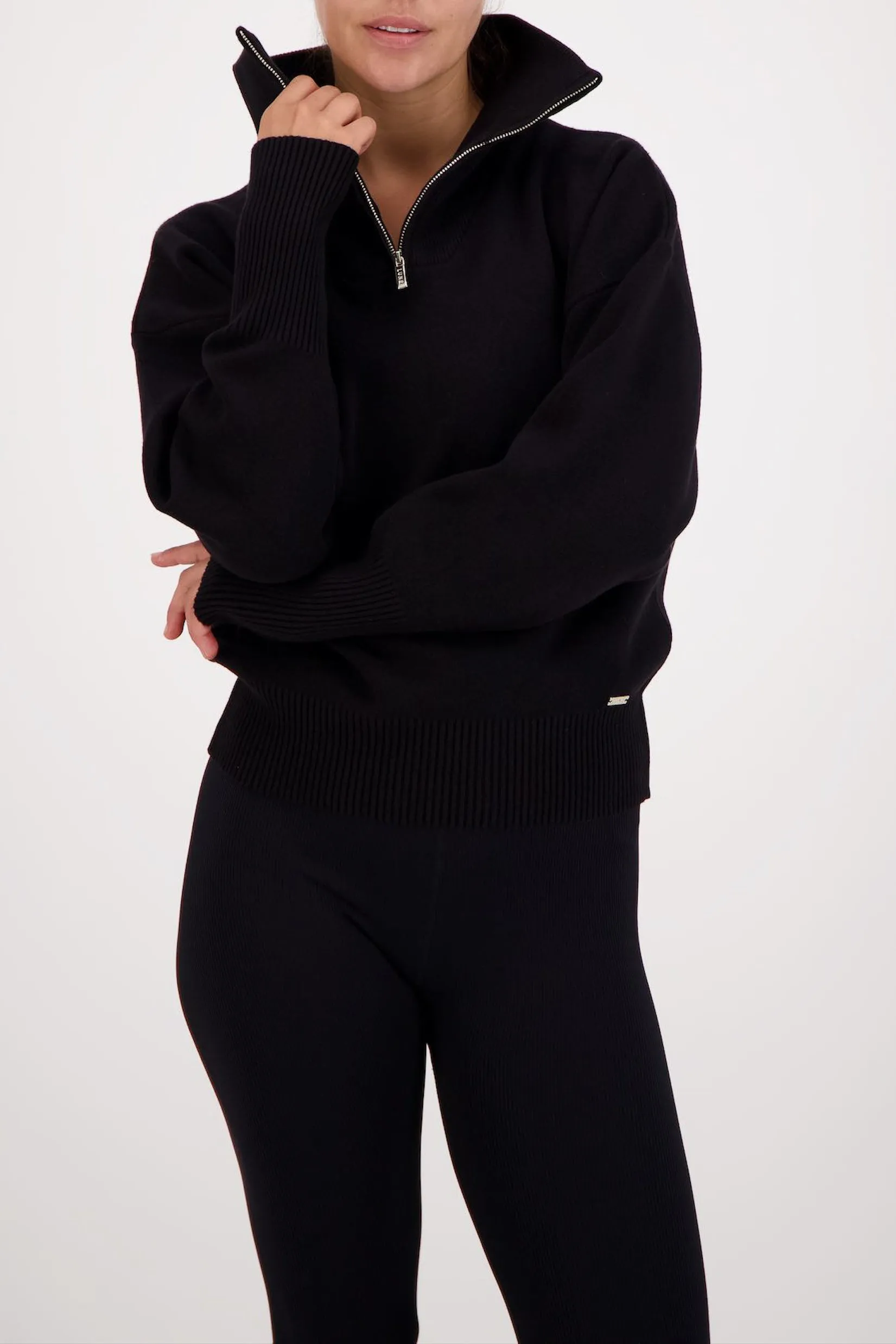 Olly half-zip knit sweater - Taupe