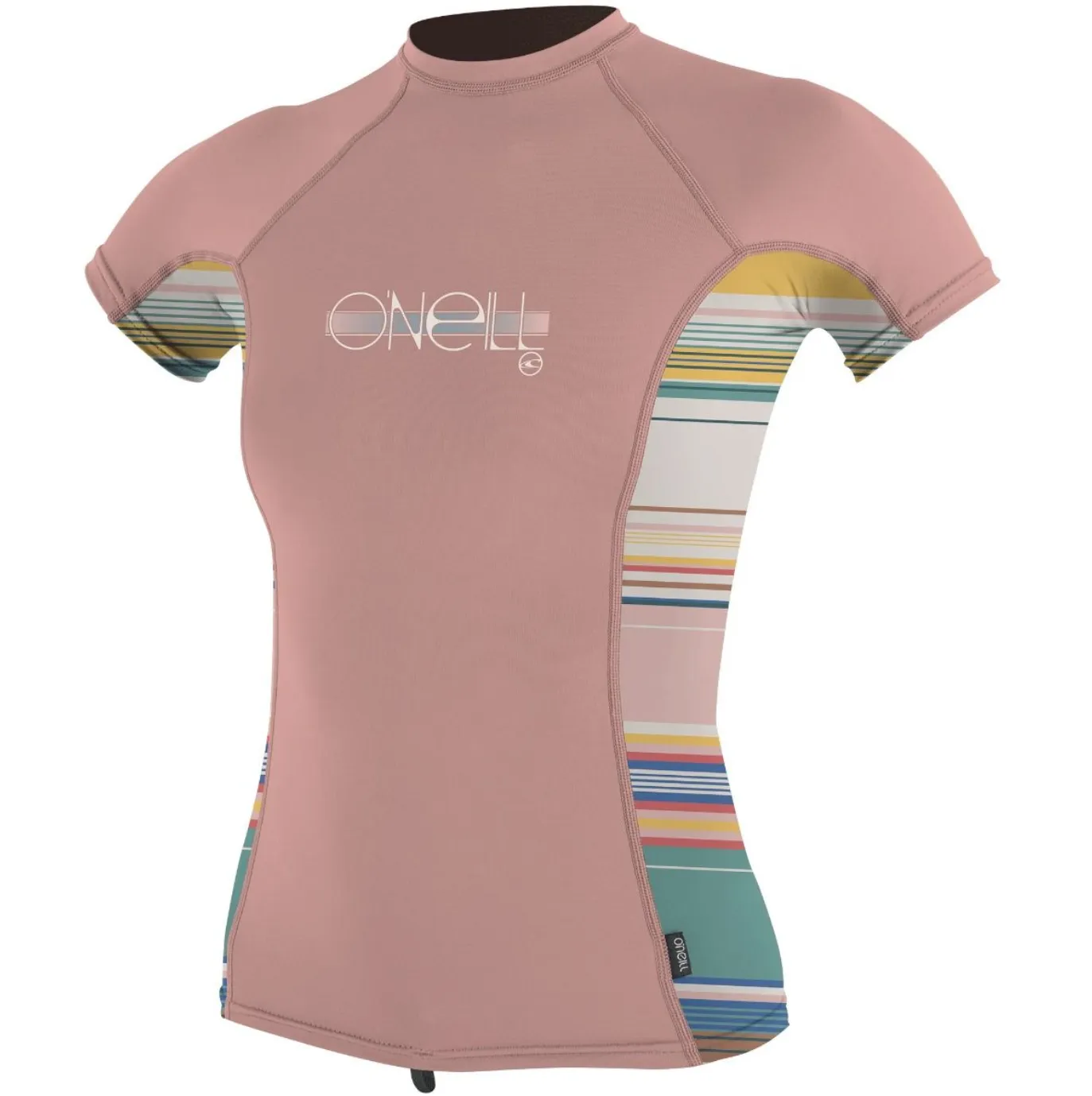 O'Neill Youth Premium Skins S/S Rash Vest - Peony/Baja Stripe/Peony