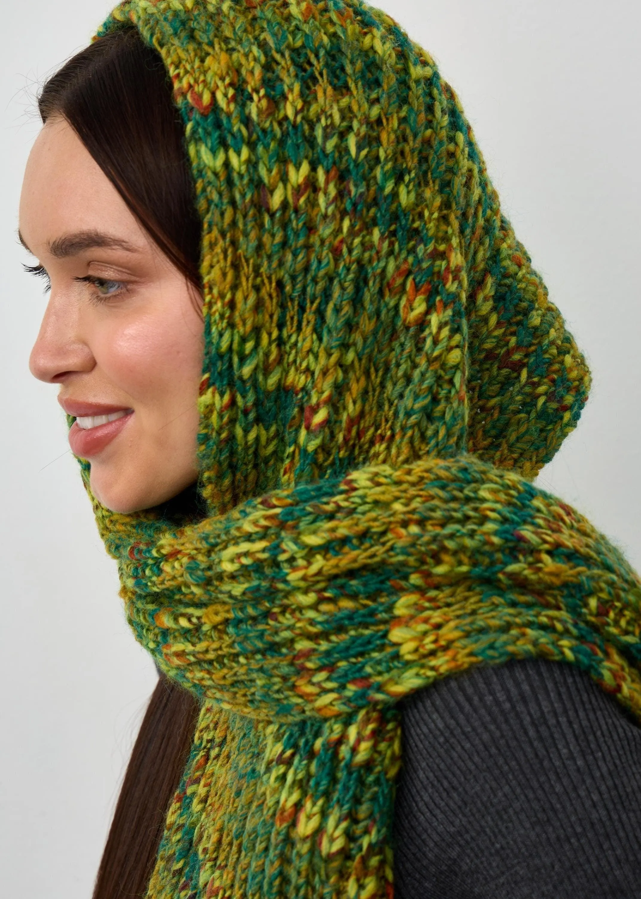 Oversized Alpaca Wool Scarf - Khaki