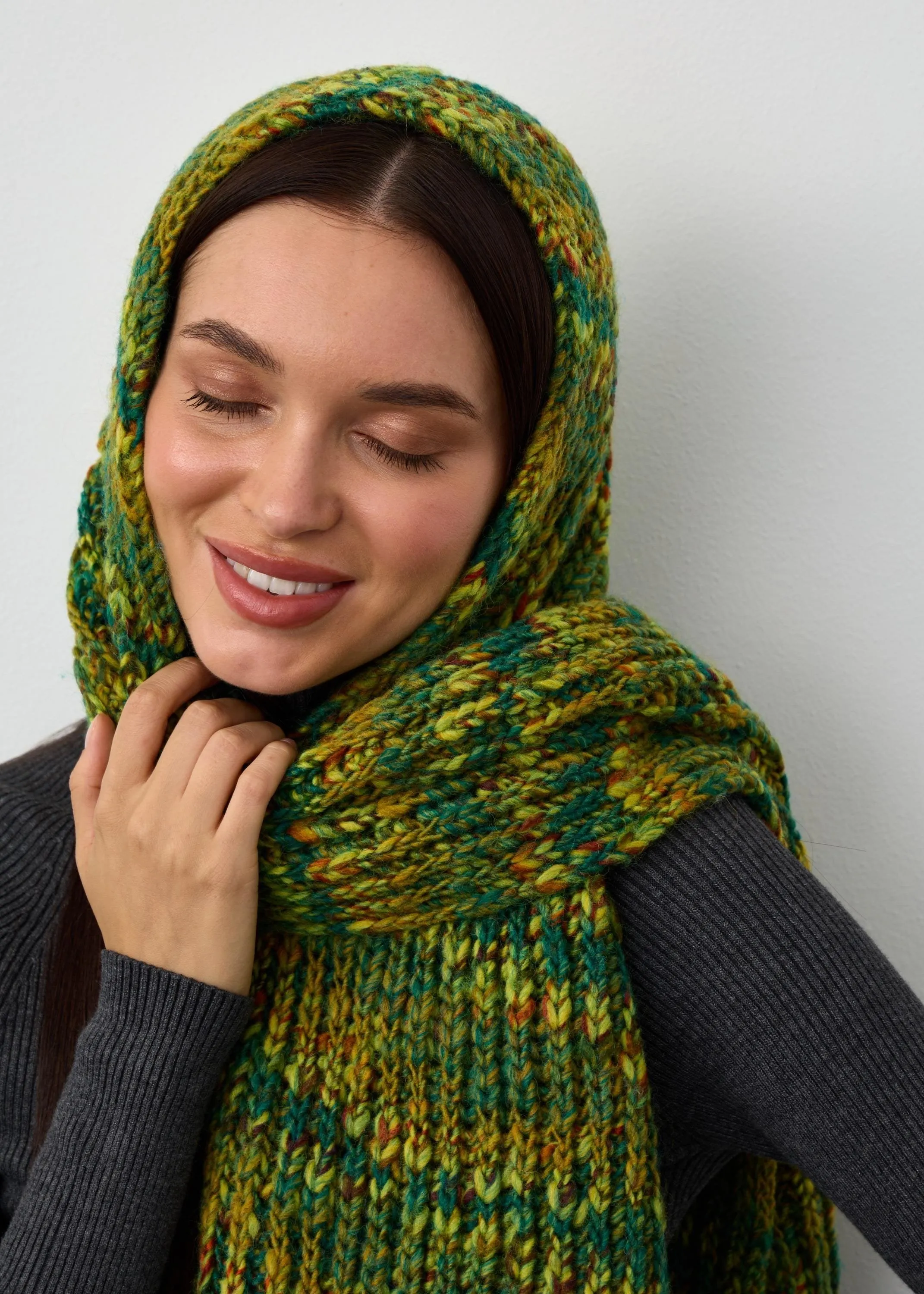 Oversized Alpaca Wool Scarf - Khaki