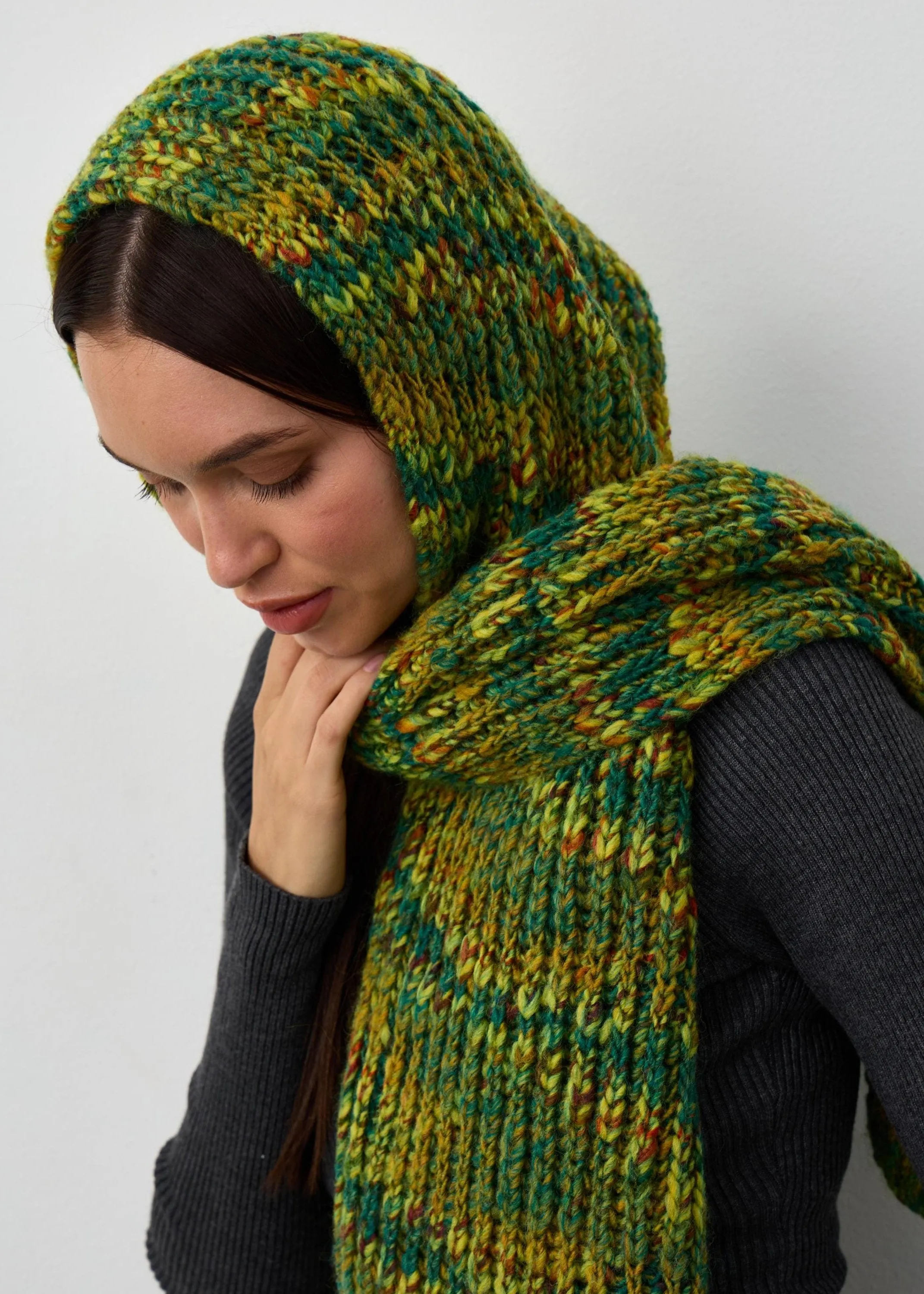 Oversized Alpaca Wool Scarf - Khaki