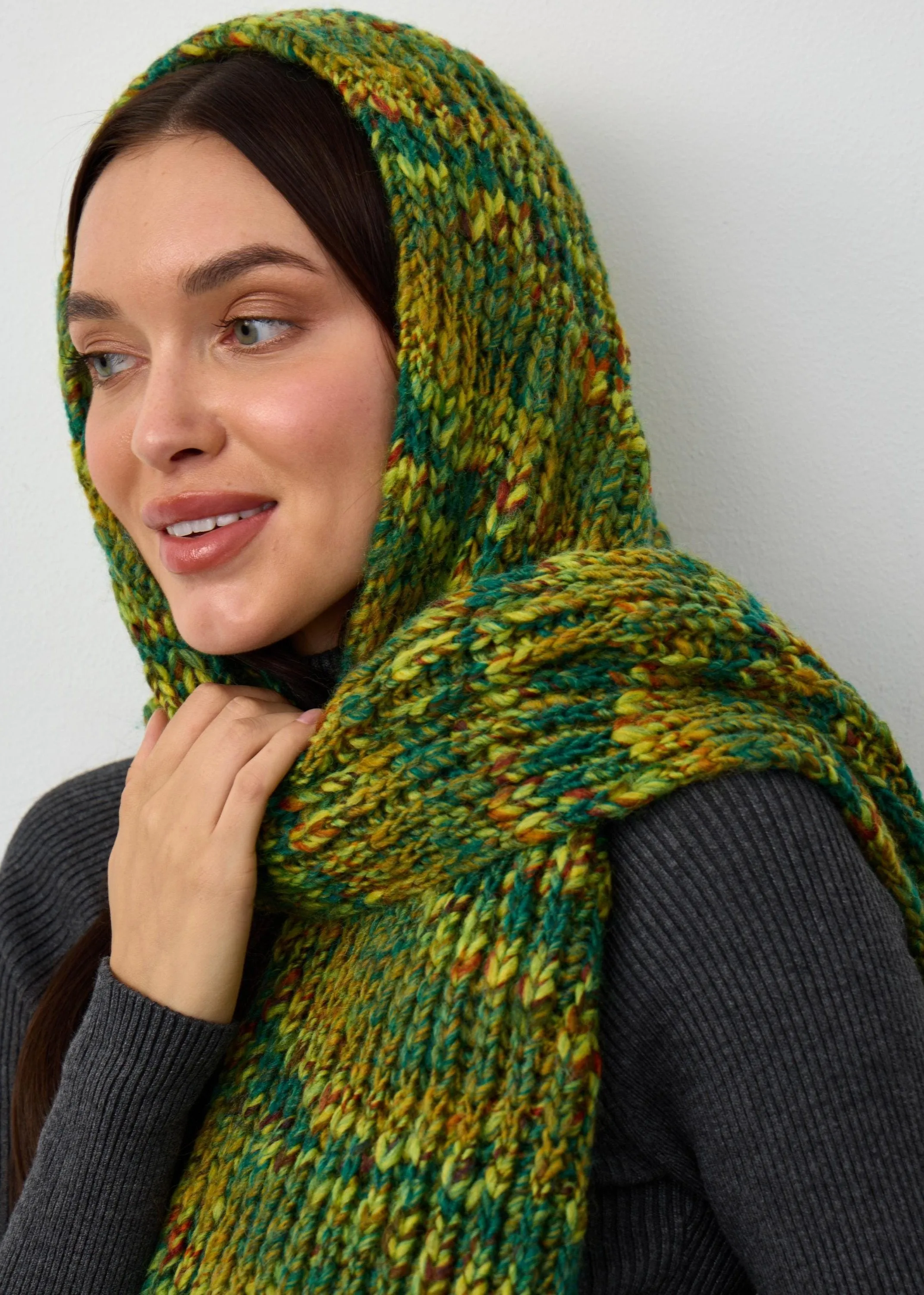 Oversized Alpaca Wool Scarf - Khaki