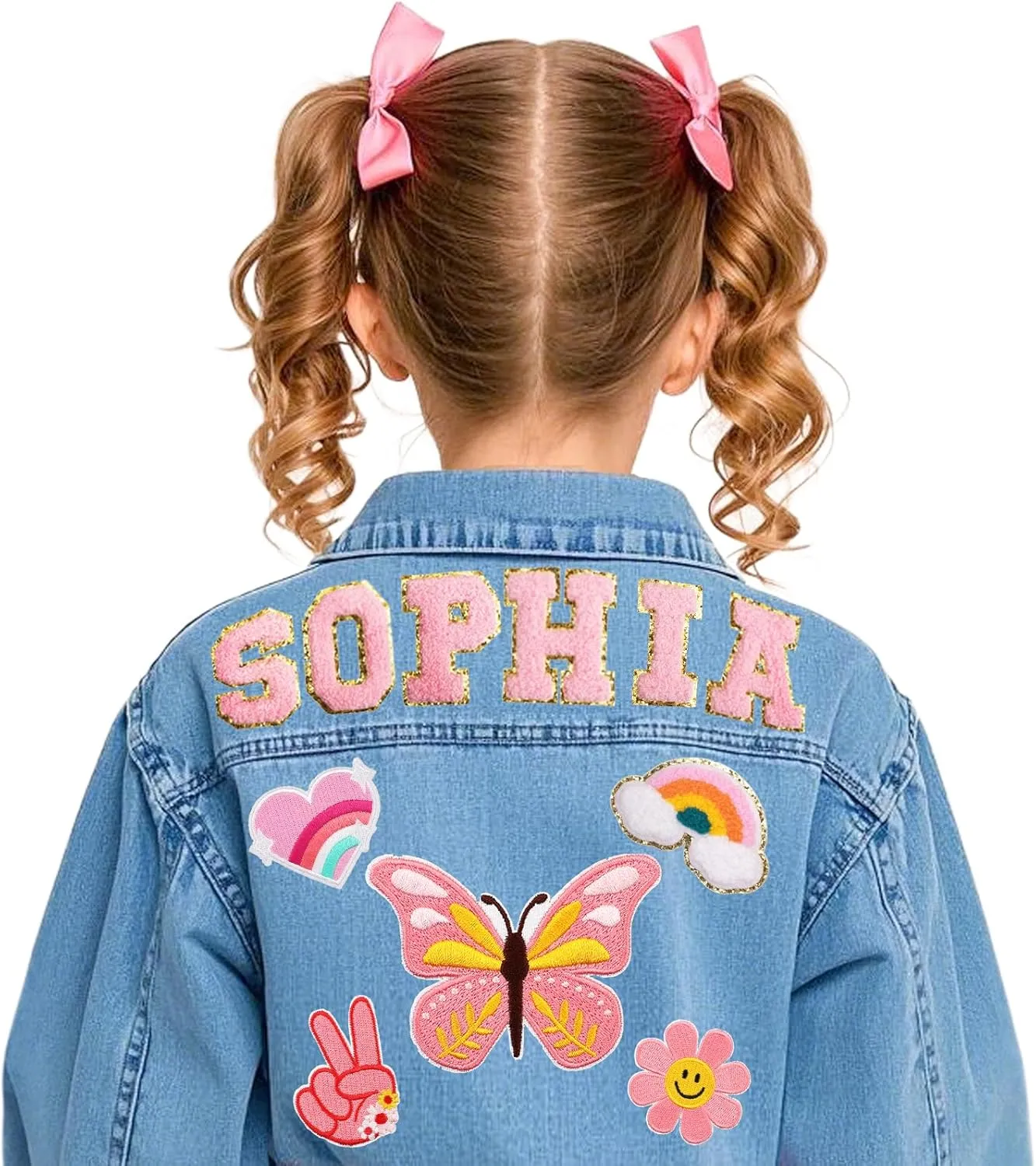 Personalized Jean Jacket for Girls Boys, Custom Toddler Patch Jean Jacket with Name, Baby Girls Denim Clothes Cute Back to School Outfits, Birthday Christmas Easter Gifts for Kids 1-8 Years Old