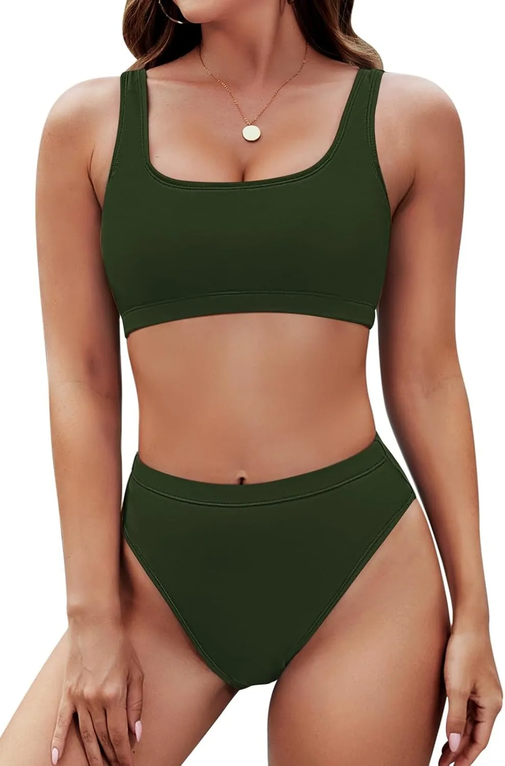 Pink Queen Women's Crop Top High Waisted Cheeky Bikini Set Two Piece Swimsuits