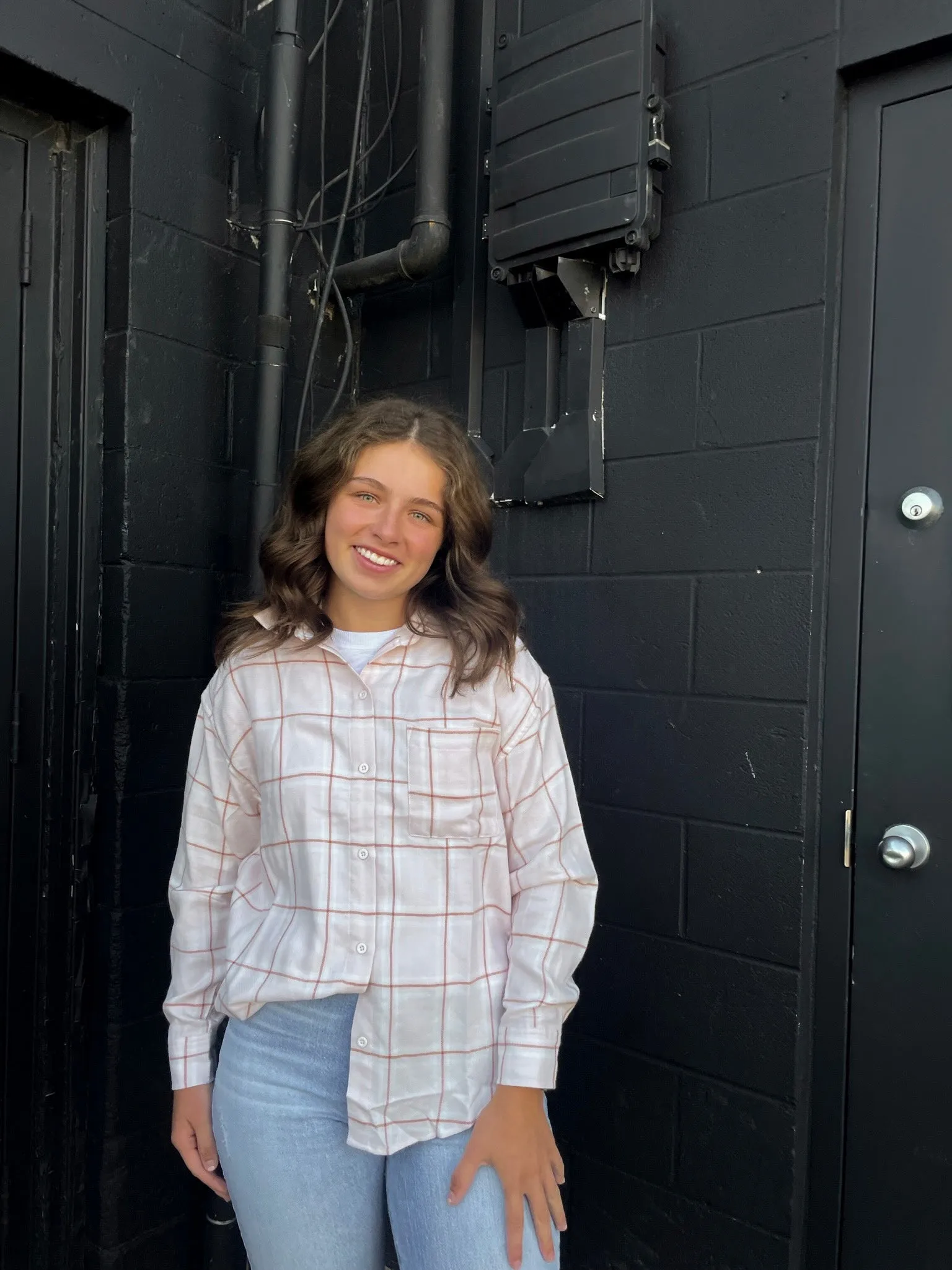 Plaid Button Up | Shell Pink