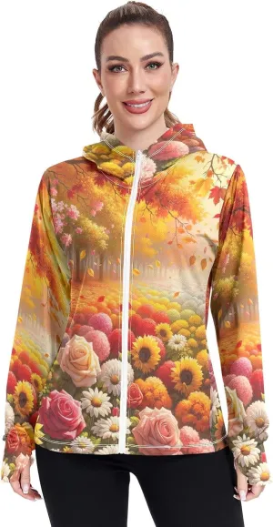 Purple Womens UPF Hoodie UPF 50  Sun Protection Jacket Hooded Women's Hoodie Rash Guard